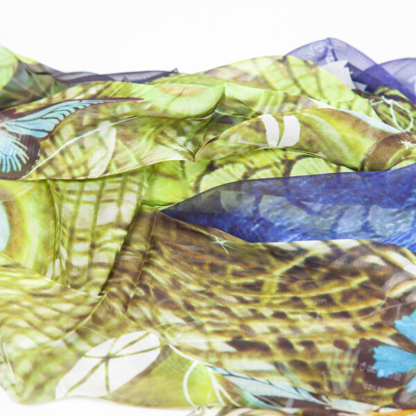 Silk Scarf Tropical Forest Peacock