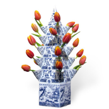 Pyramide de fleurs - Vase tulipe bleu de Delft