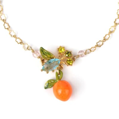 Orange and little leaves bracelet