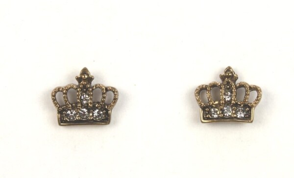 Antique style gold crown earpins