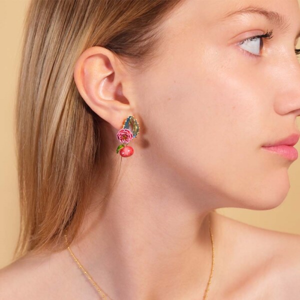 Peach and pear shaped blue stone earrings