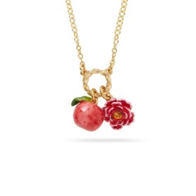 Peach and peach blossom pendant necklace