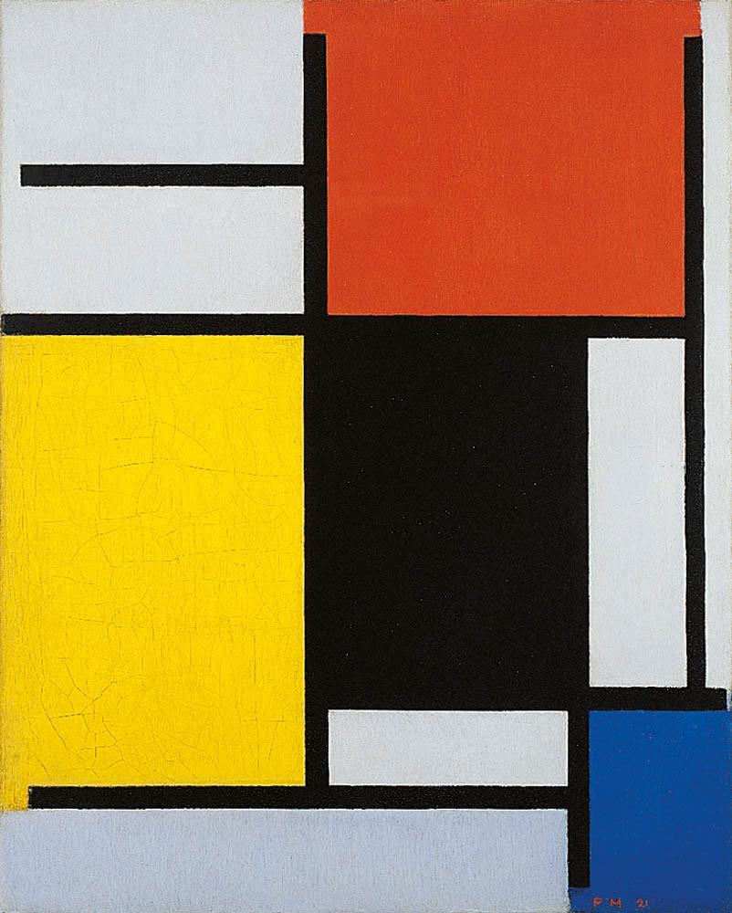 Piet Mondriaan - Compositie rood, geel, zwart, blauw en grijs ...
