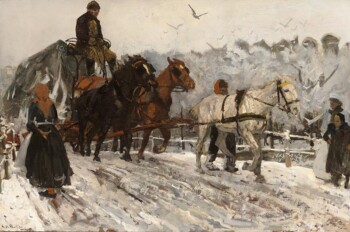 George Hendrik Breitner - Sleperspaarden in de sneeuw - Canvas Giclée - Geen lijst - Canvas