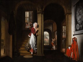 Nicolaes Maes - The Eavesdropper - Canvas Giclée - No frame - Canvas