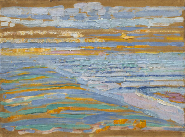 Piet Mondrian - Blick von den Dünen mit Strand und Pier, Domburg
