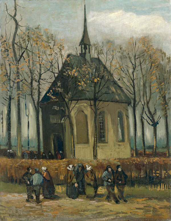 1885|Vincent van Gogh - Congregation Leaving the Reformed Church in Nuenen