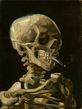 Vincent van Gogh - Kop van een skelet met brandende sigaret, 1886