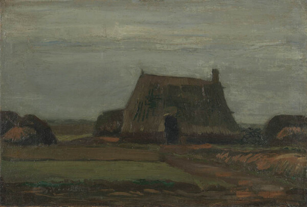 1883|Vincent van Gogh - Farm with Stacks of Peat