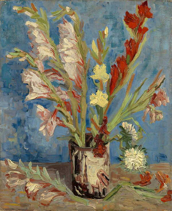 Vincent van Gogh - Vase mit Gartengladiolen und chinesischen Astern, 1886