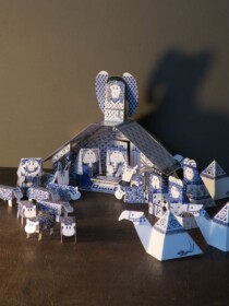 Delft blue Nativity scene