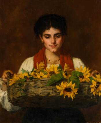 Thérèse Schwartze - Frau mit Sonnenblumen