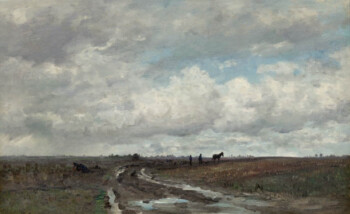 Hendrik Willem Mesdag - Landschaft bei Vries mit einem pflügenden Bauern
