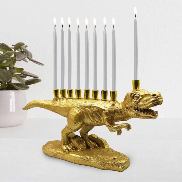 Dinosaur Menorah - Gold