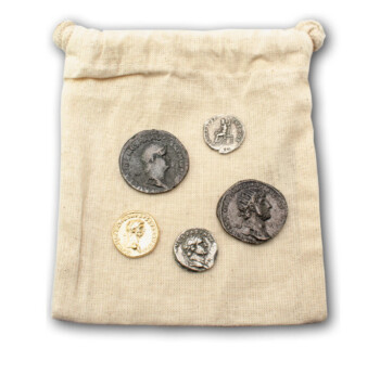 Replicas of five Roman coins