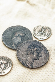 Replicas of five Roman coins