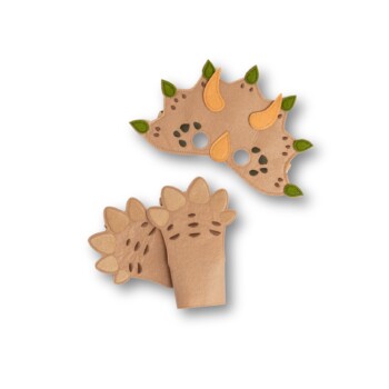 Triceratops dress up set beige front