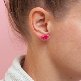 Triceratops acrylic earstuds - Magenta