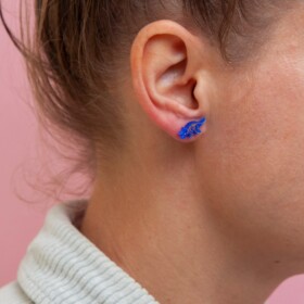 Triceratops acrylic earstuds - Cobalt Blue