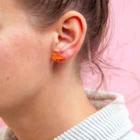 Triceratops acrylic earstuds - Orange