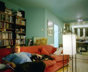 Photo print "Theo van Gogh sleeping in front of the television" (2002)