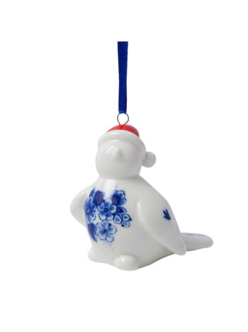 Décoration de Noël Oiseau avec bonnet de Père Noël - Droit - Céramique - 6 cm