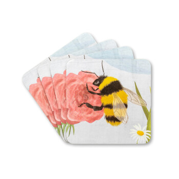 Long live life – Bumblebee coasters 4x