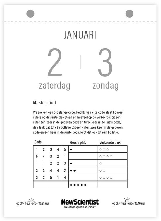 Wetenschapskalender 2027
