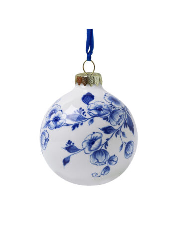 Boules de Noël fleuries - Bleu de Delft - Céramique