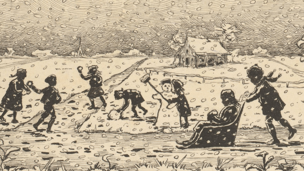 winter playing kids