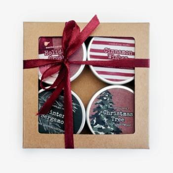 Weihnachtliches Geschenkset mit Duftkerzen aus Sojawachs (4 Stück)