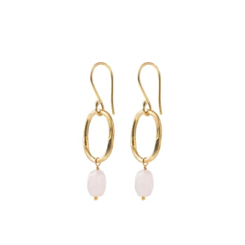 Graceful Rose Quartz Gold Plated Earrings