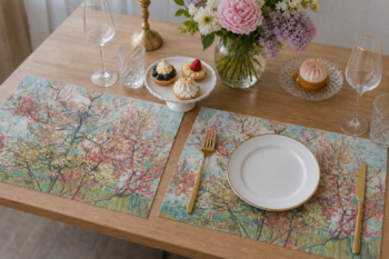 Baumwoll-Platzsets – 2er-Set – Vincent van Gogh, Rosa Pfirsichbäume