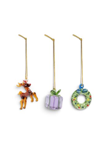 tree ornaments rendeer glass
